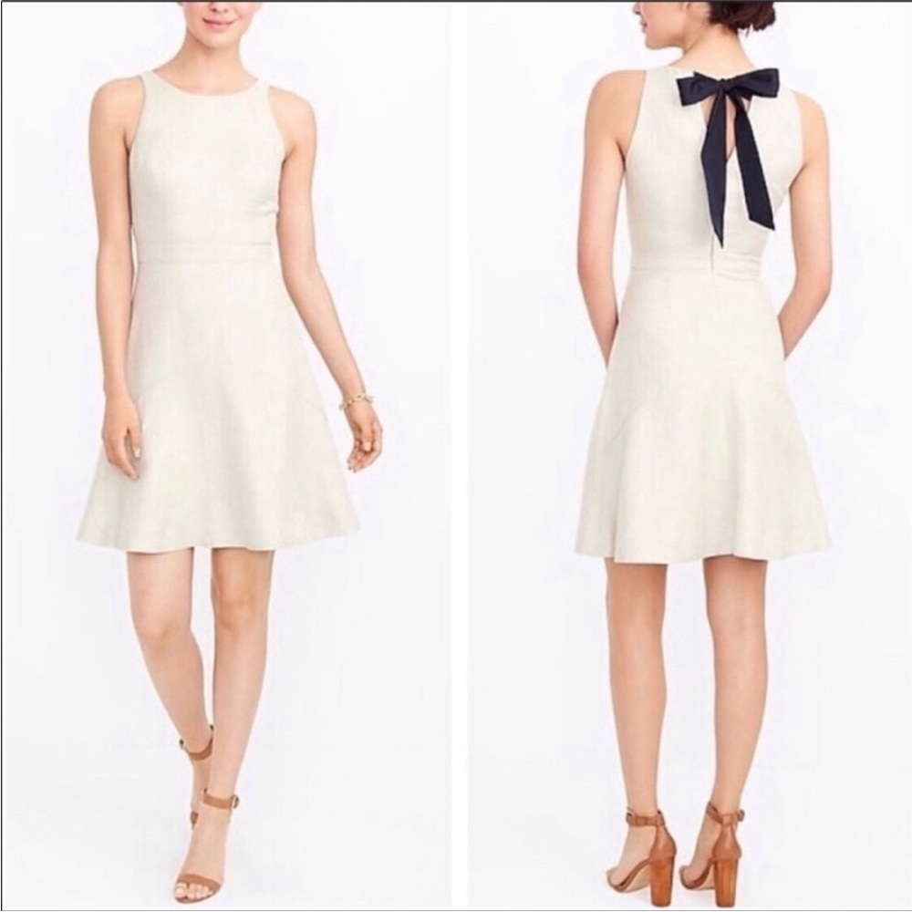 NWT - JCREW herringbone sleeveless dress with Navy Bow Closure - size 4